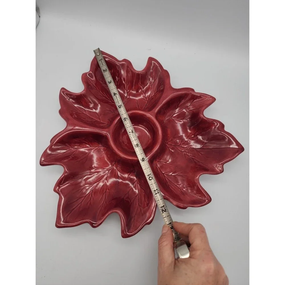 Holland Mold Leaf Relish Dish Fall Color Ceramic Serving Dish Autumn Leaves